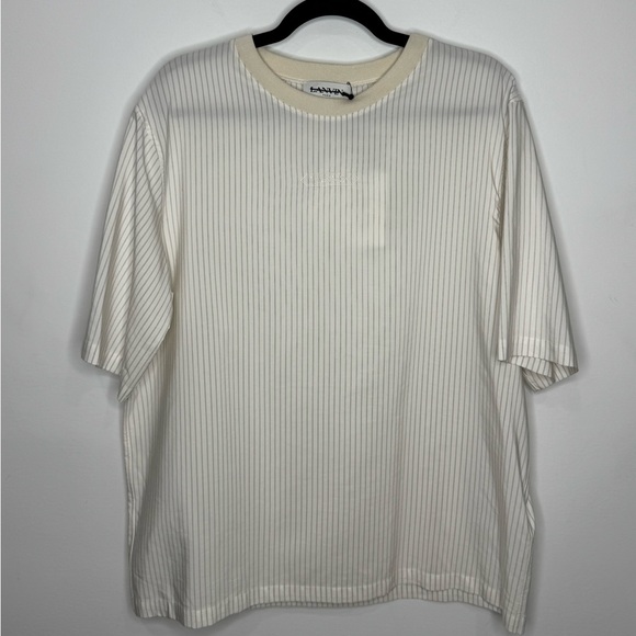 Lanvin Striped Logo T-Shirt Silk White Men’s Size 38/US Medium - Picture 1 of 7